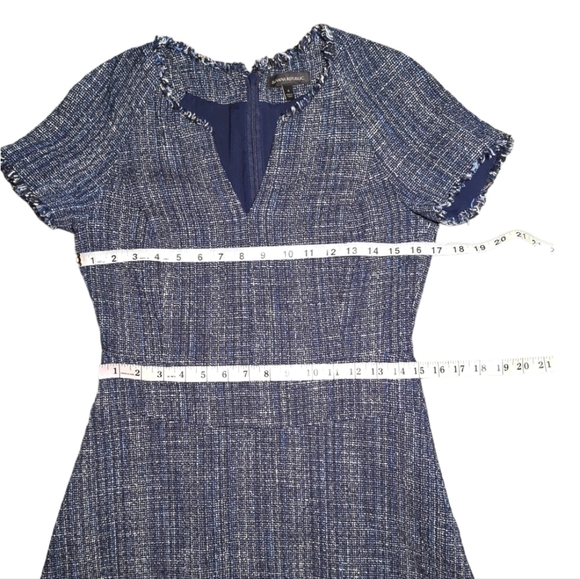 Banana Republic Blue Tweed Fit And Flare Dress Size 4 - Picture 4 of 7